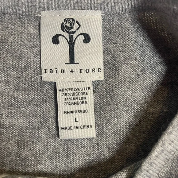 Women's Gray Crewneck Sweater with White Floral Embroidery - Picture 6 of 11